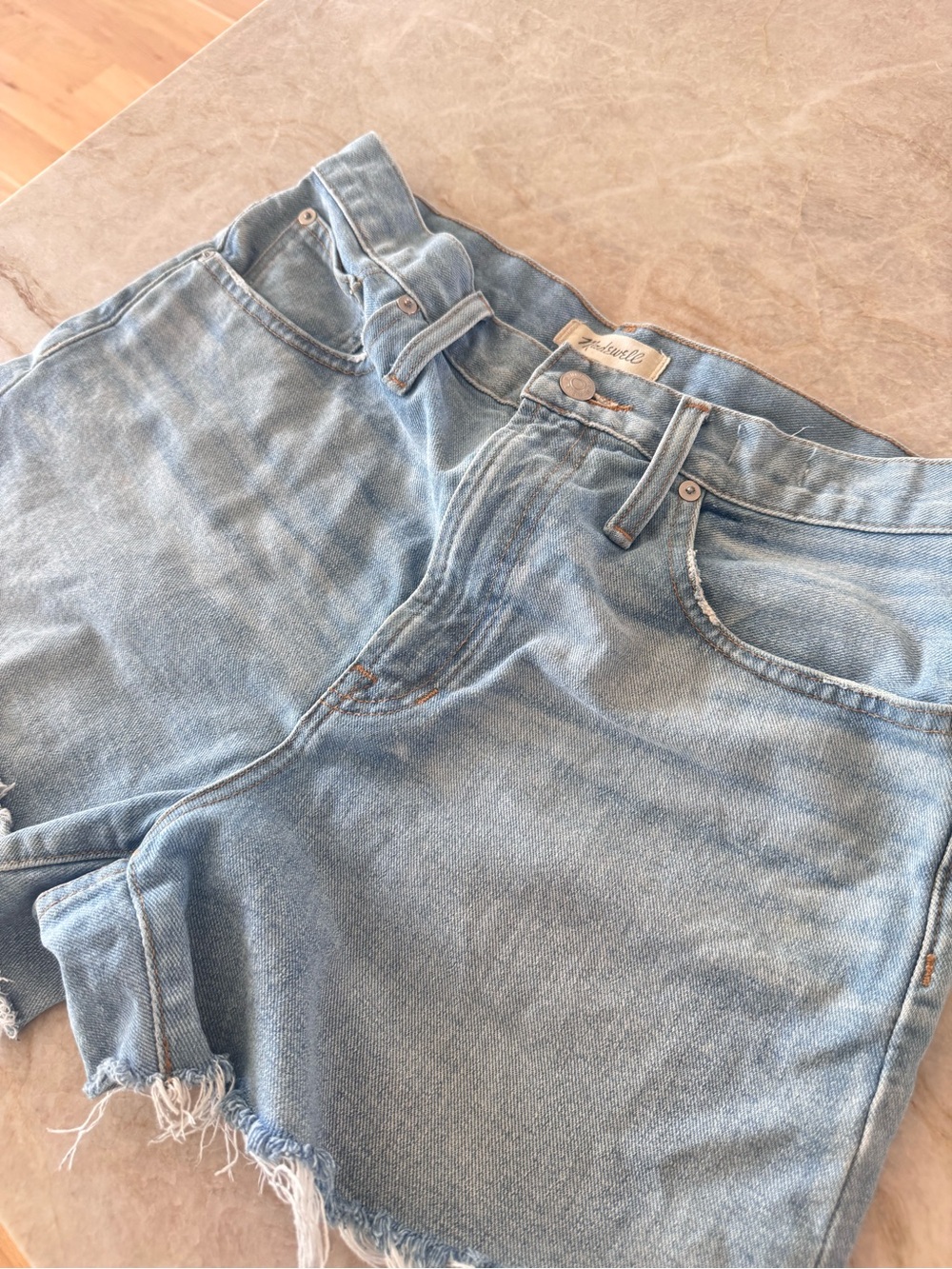 Madewell The Perfect Jean Short 28 Light Wash Raw Hem Denim Shorts